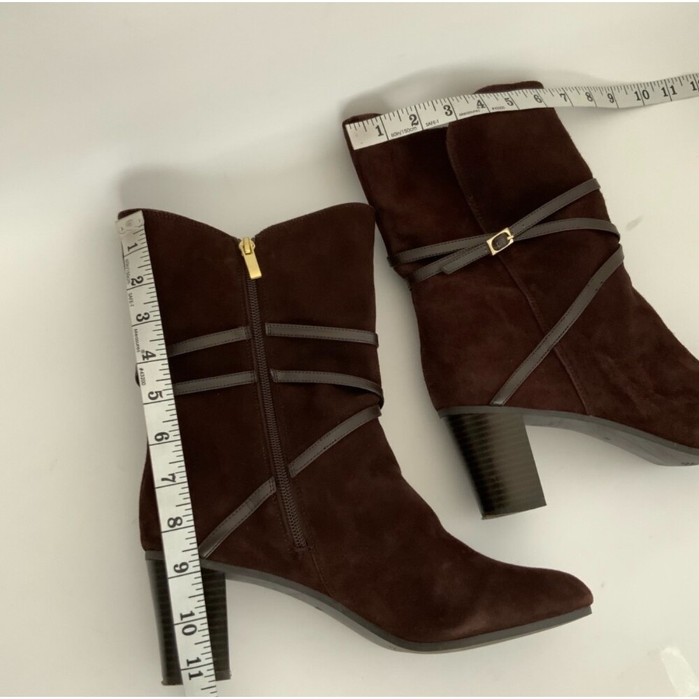 Isaac Mizrahi Live Mid-calf Suede Boots Brown 10 - Picture 5 of 16